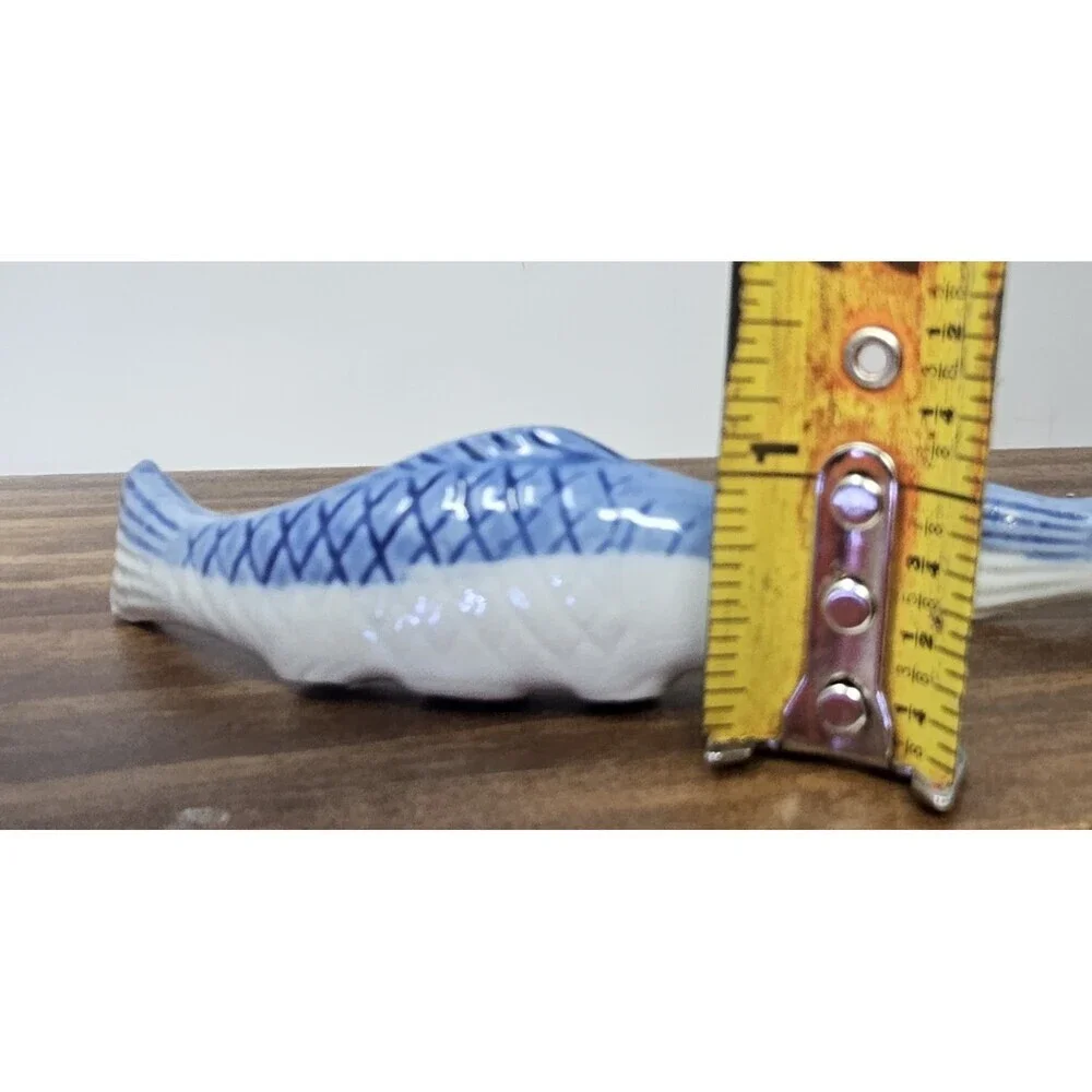 Japanese Porcelain Fish Chop Stick Rests Set of 4 Blue & White Asian 3.5” Length